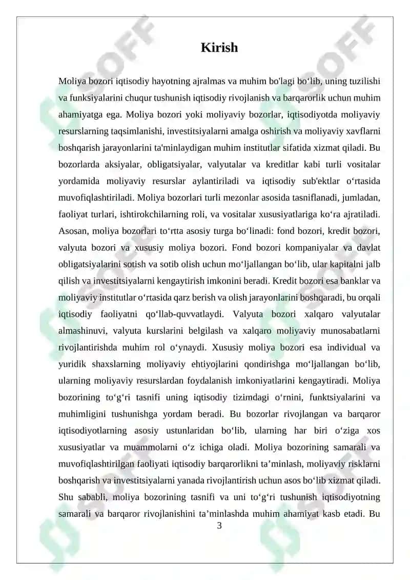 Moliya Bozorining Tasnifi 3