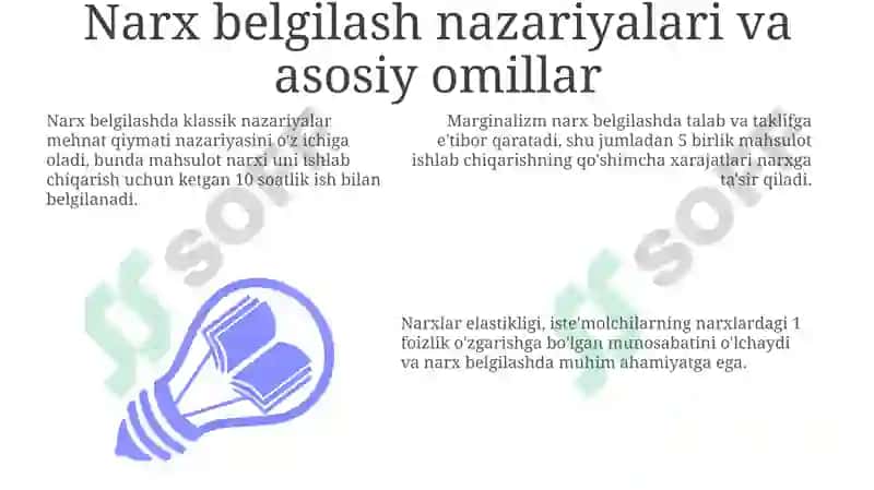 Narx belgilashning asosiy nazariyalari va bozor omillari 3