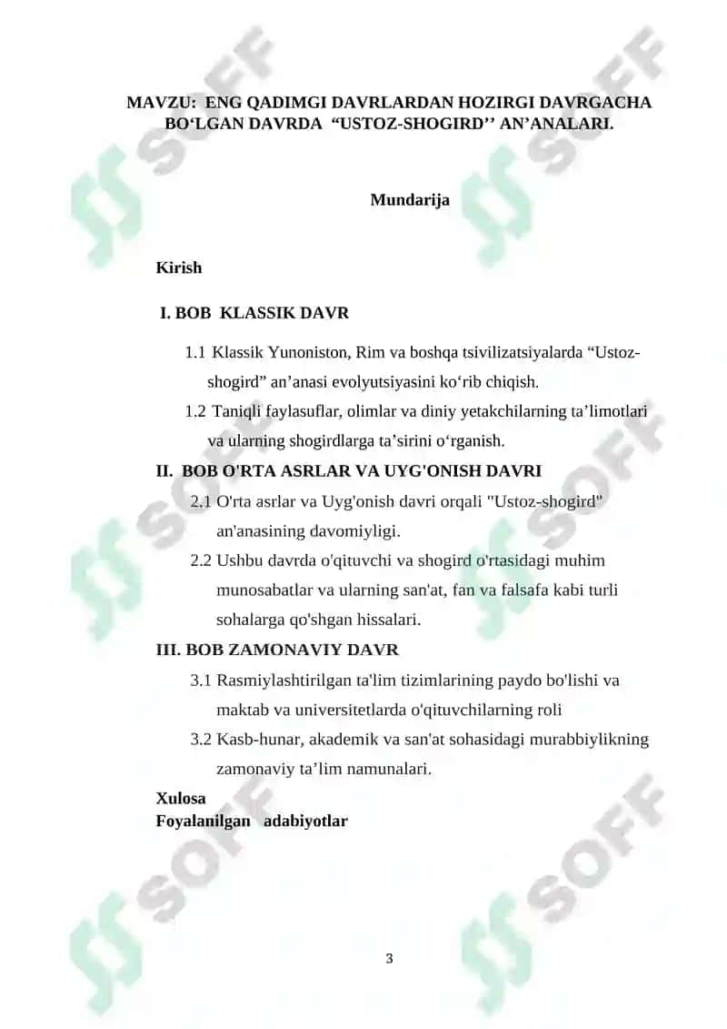 "USTOZ-SHOGIRDʼʼ ANʼANALARI" 3