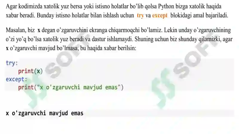 Python dasturlash tilida istisnolar 3