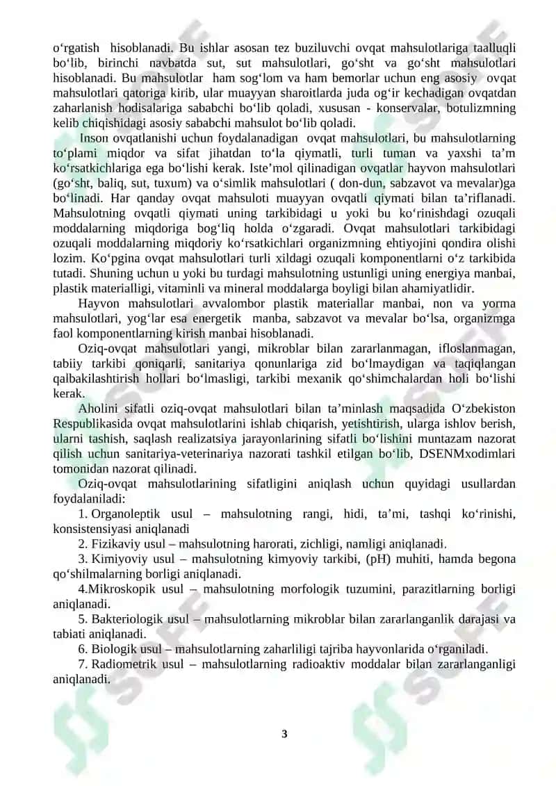 TEZ BUZILUVCHI OVQAT MAHSULOTLARINING TO‘LA SIFATLILIGINI BAHOLASH 3