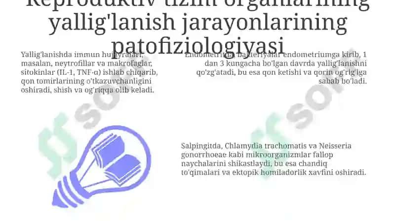 Jinsiytizima'zolariyalligʻlanishjarayoninipatafizalogiyasi.Yiringlikasalliklarchaqiruvchisi. 3