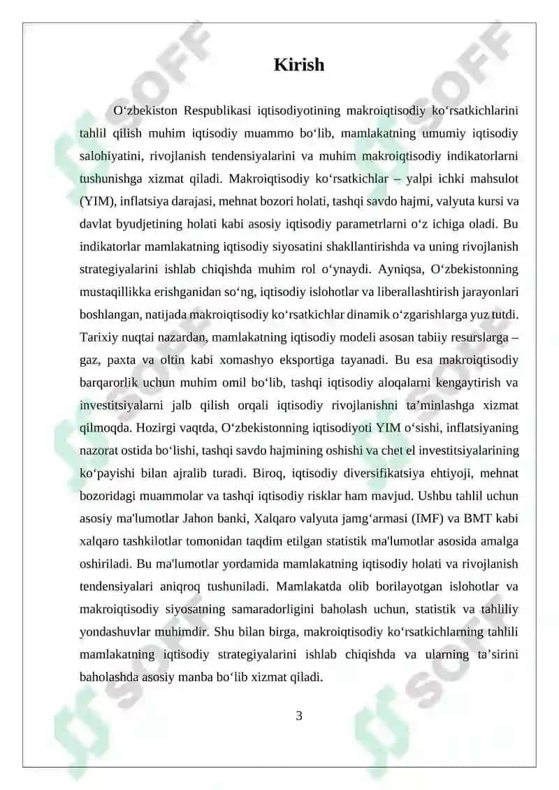 OʻZBEKISTON RESPUBLIKASI MAKROIQTISODIY KOʻRSATKICHLARI TAHLILI 3