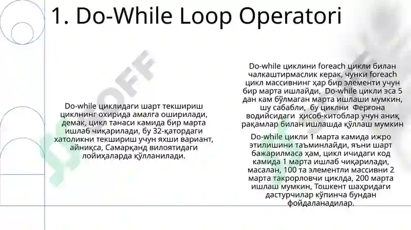 Takrorlanish operatorlari 3