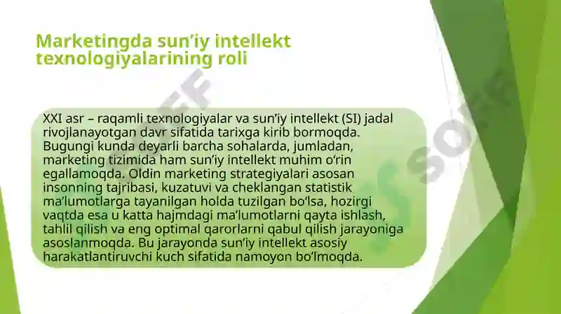Taqdimot Mavzu: Marketingda sun’iy intellekt texnologiyalarining ro'li 3