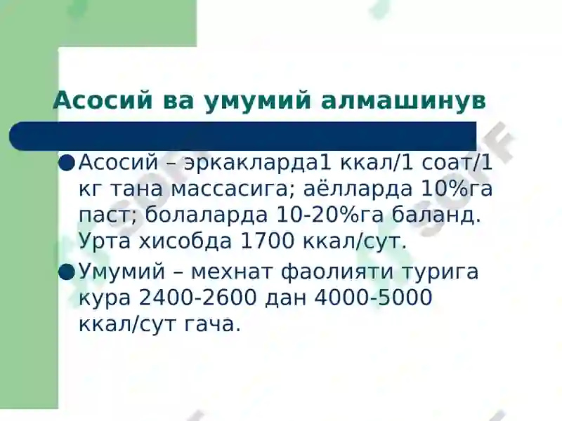 Моддалар ва энергия алмашинуви 3