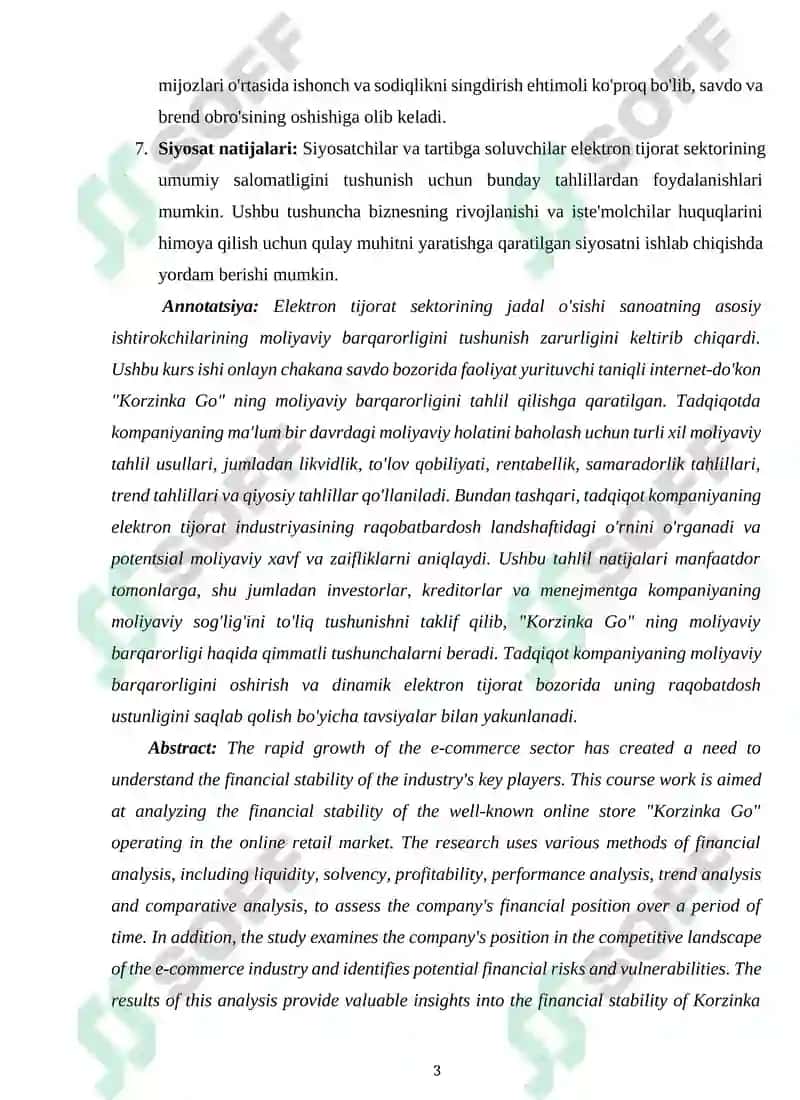 "Korzinka Go" Internet Do'konining Moliyaviy Barqarorlik Tahlili 3
