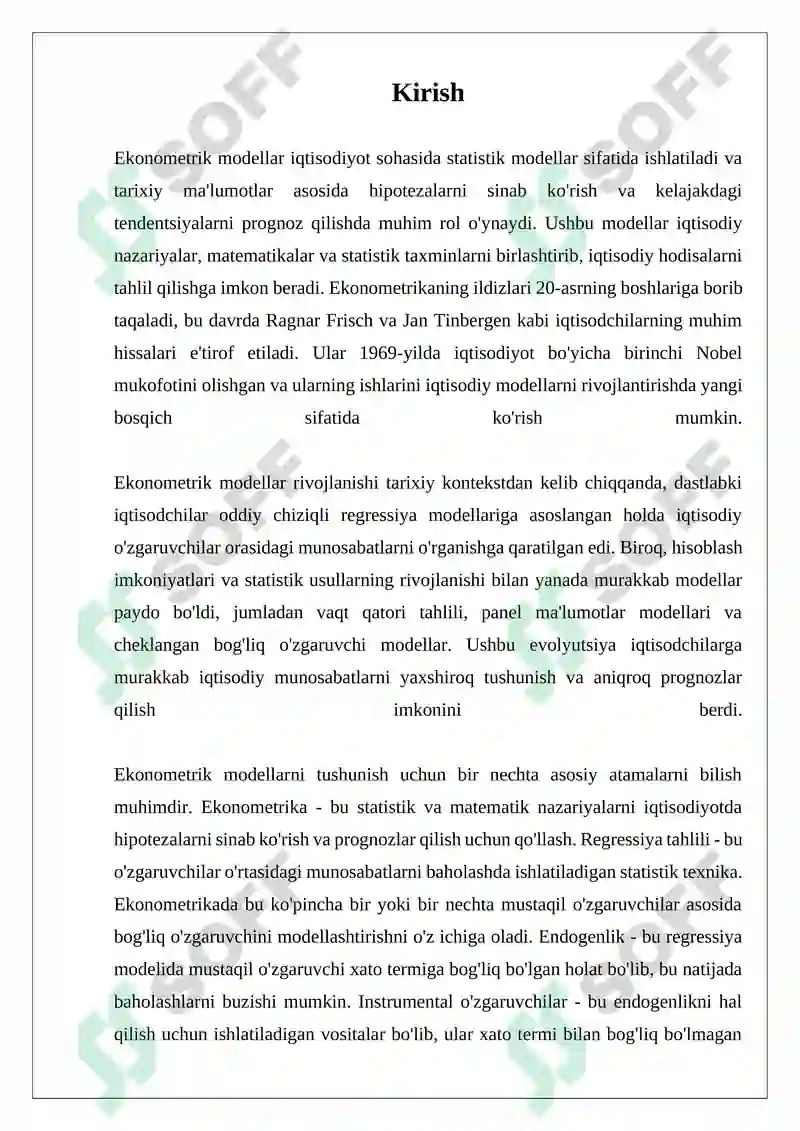 EKONOMETRIK MODELLAR 3