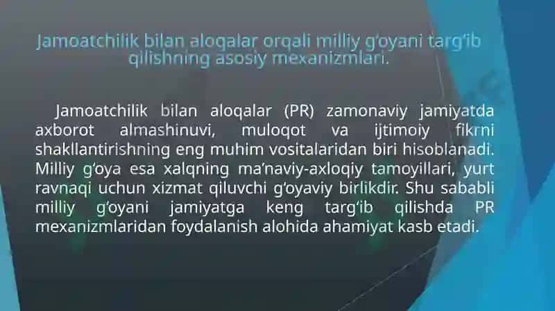 Milliy gʻoya targʻibotida Jamoatchilik bilan aloqalar 3