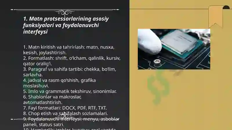 Matn protssesirlarida ishlash 3