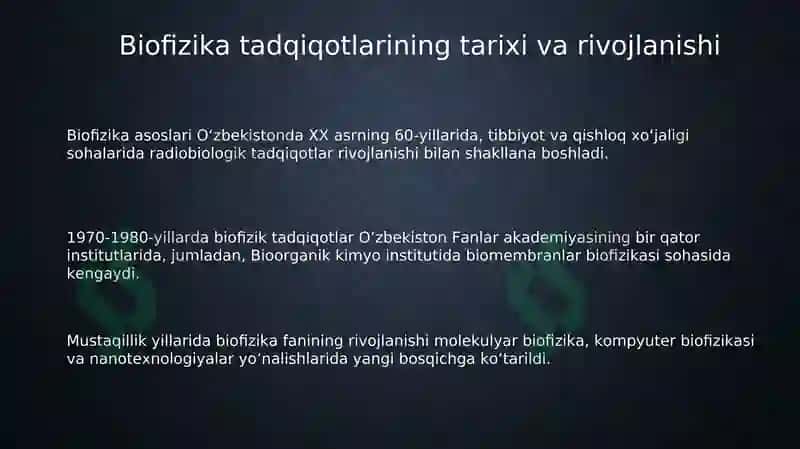 Oʻzbekistonda biofizika tadqiqotlarining rivojlanishi 3