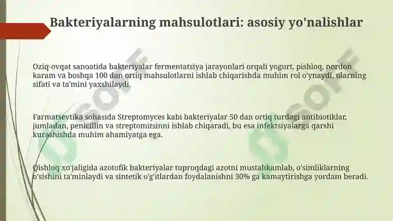 Bakteriyalarning ishlab chiqargan mahsulotlari 3