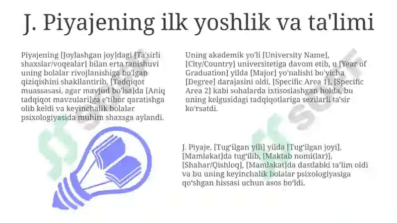 J. Piyaje bolalar psixologiyasi faniga hissa qoʻshgan olim 3