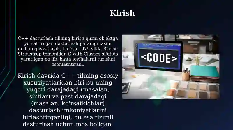 C++ dasturlash tilining interfeysi va imkoniyatlari 3