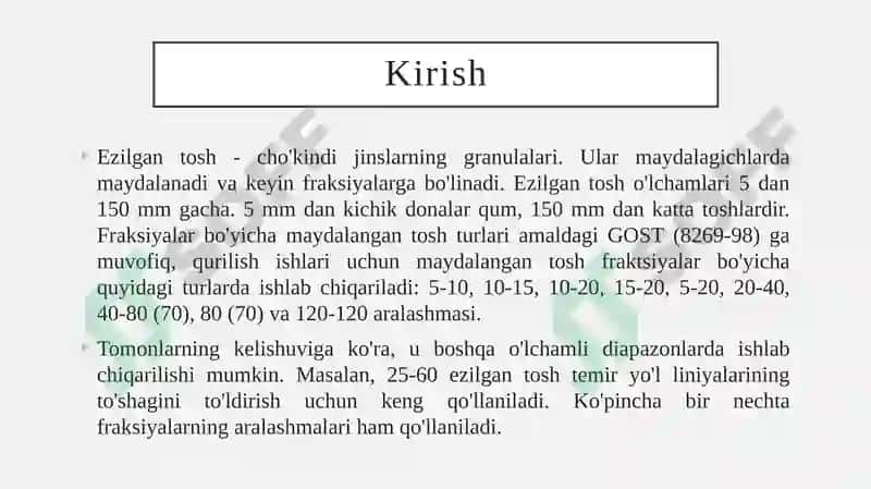 Qurilish materiallari sifatni nazorat qilish va baholash usullari FANIDAN TAQDIMOT 3