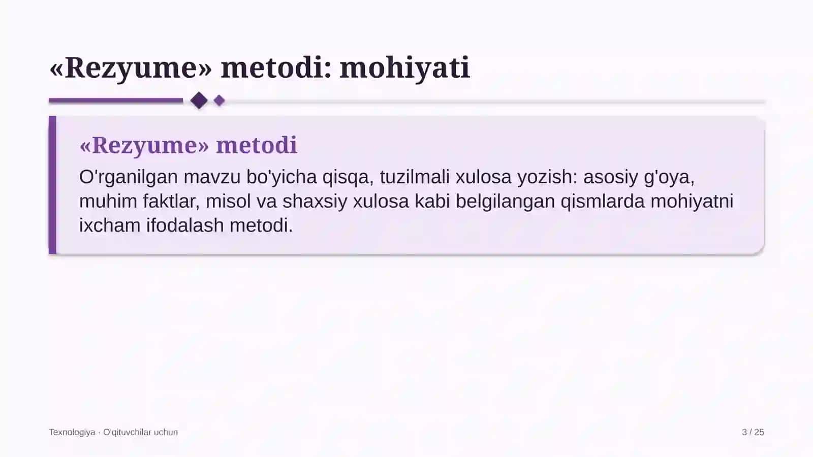 texnologiya darslarida rezyume metodidan foydalanish 9350 3