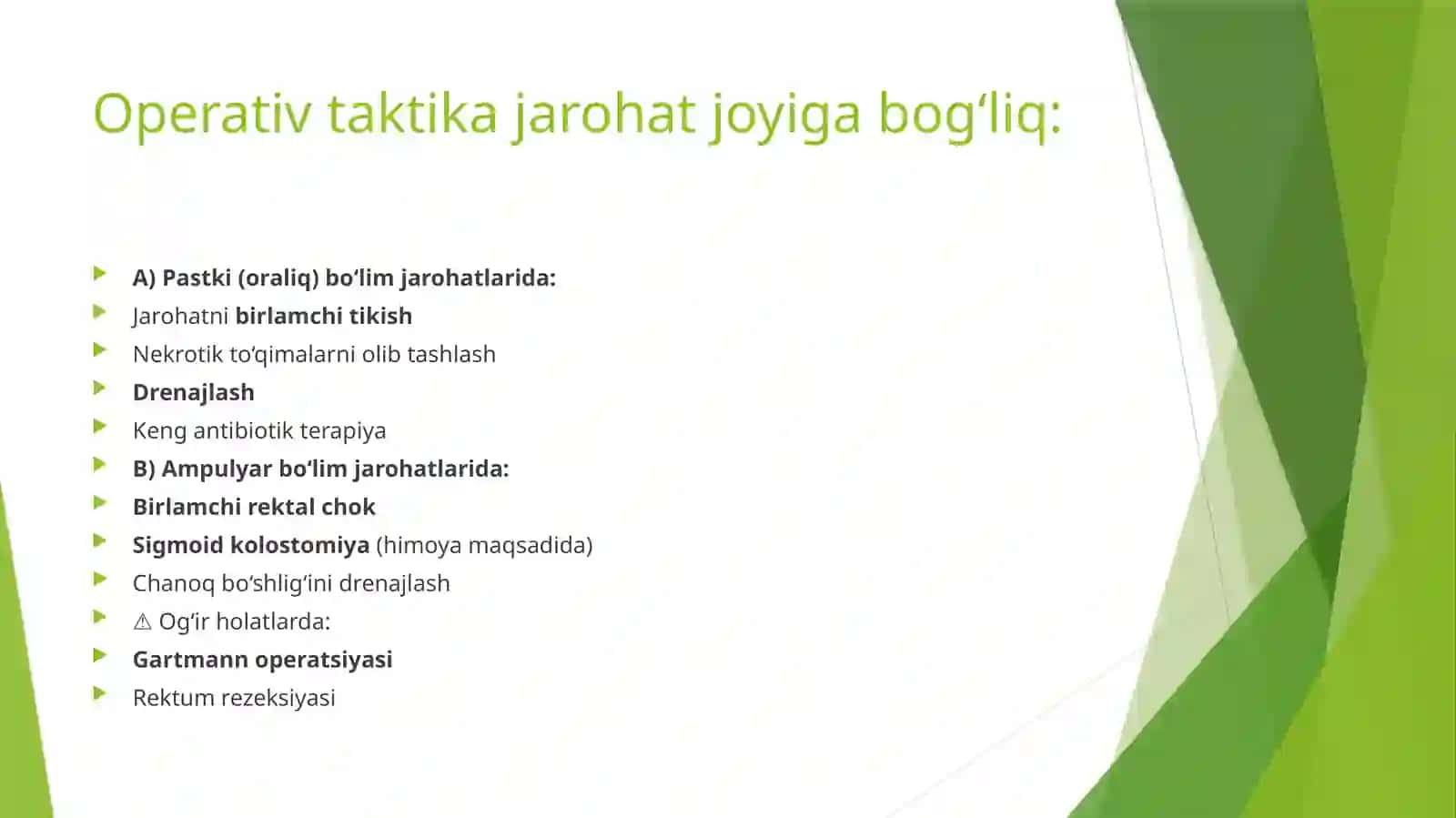 Toʻgʻriichak va Ampulyar Boʻlimlari Jarohatlari 3