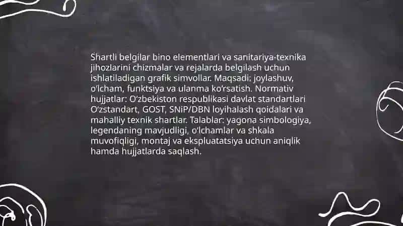 Bino elementlari sanitariua texnika jihozlarining shartli belgillari 3