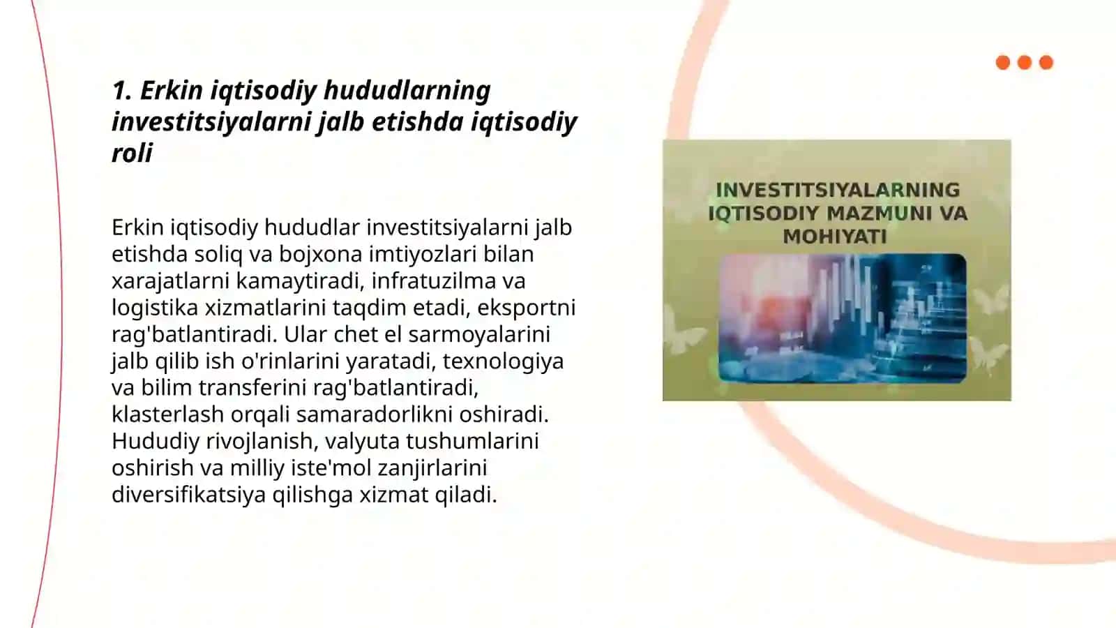 Iqtisodiyotga investitsiyalarni jalb etishda erkin iqtisodiy hududlarning o’rni 3