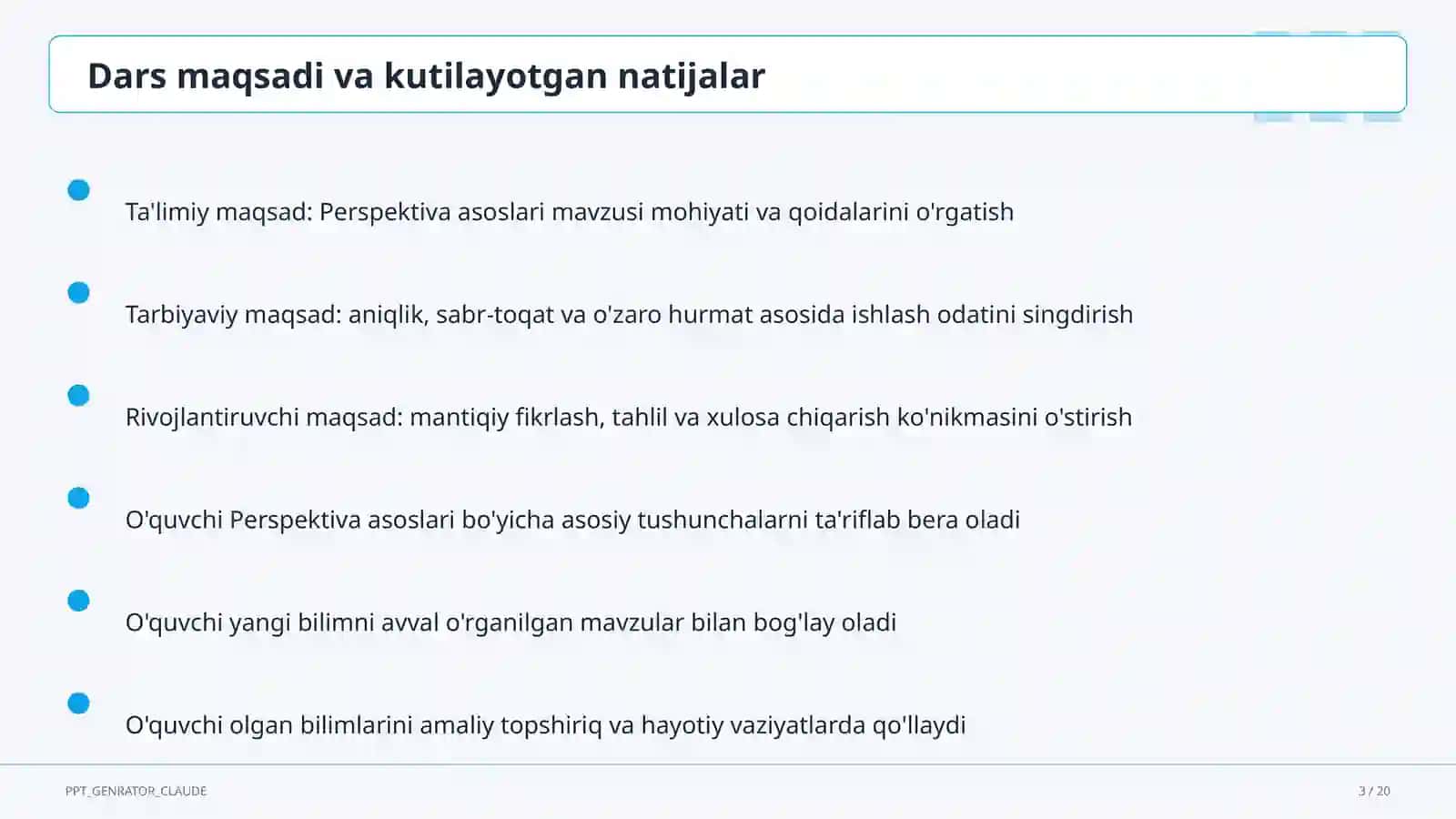Perspektiva asoslari (5-sinf) 3