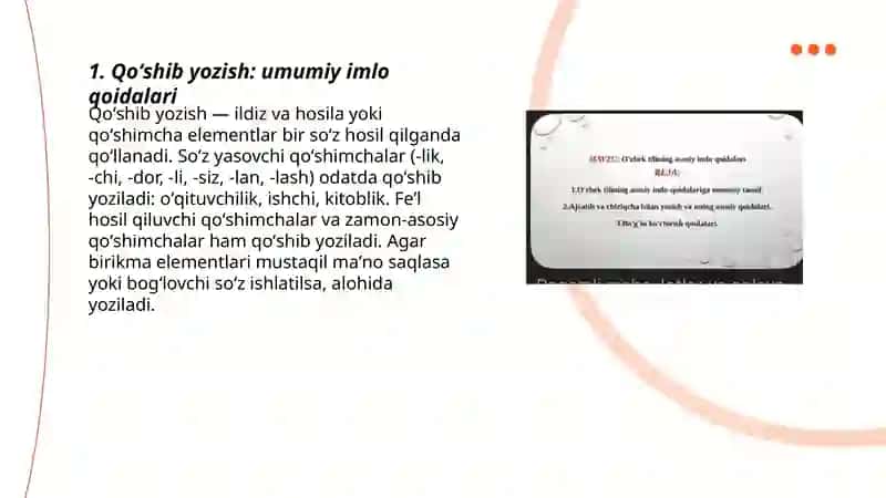 8-amaliy mashg’ulot Uzbek tilida imlo qoidalari qushib yozish imlosi 3