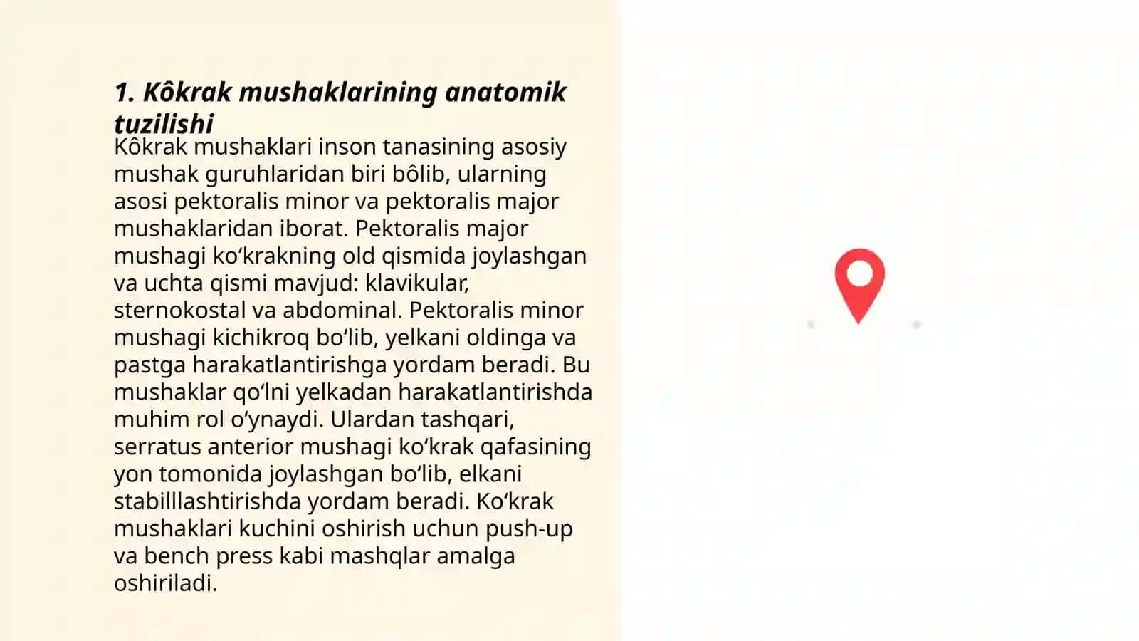 Kôkrak mushaklarini tuzilishi, joylashishi, vazifasi 3