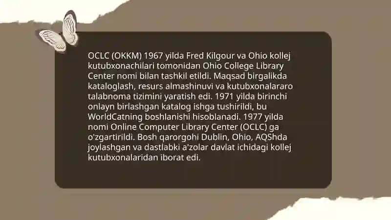 OCLC (OKKM) onlayn kompyuter kutubxona markazi 3