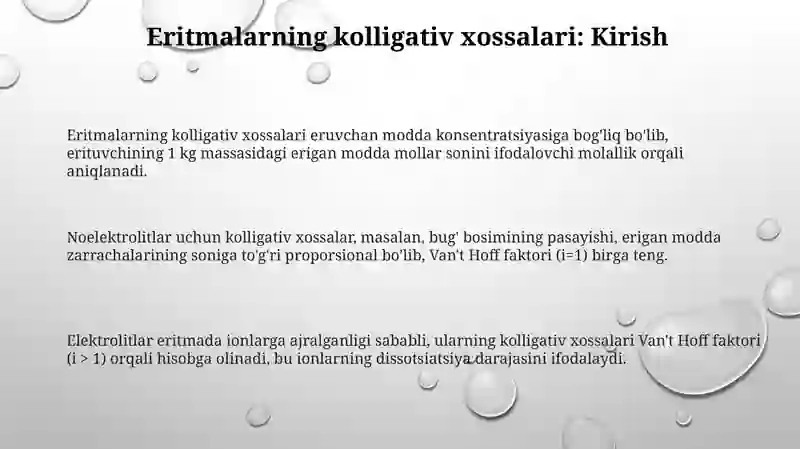 Eritmalarning kolligativ xossalari 3