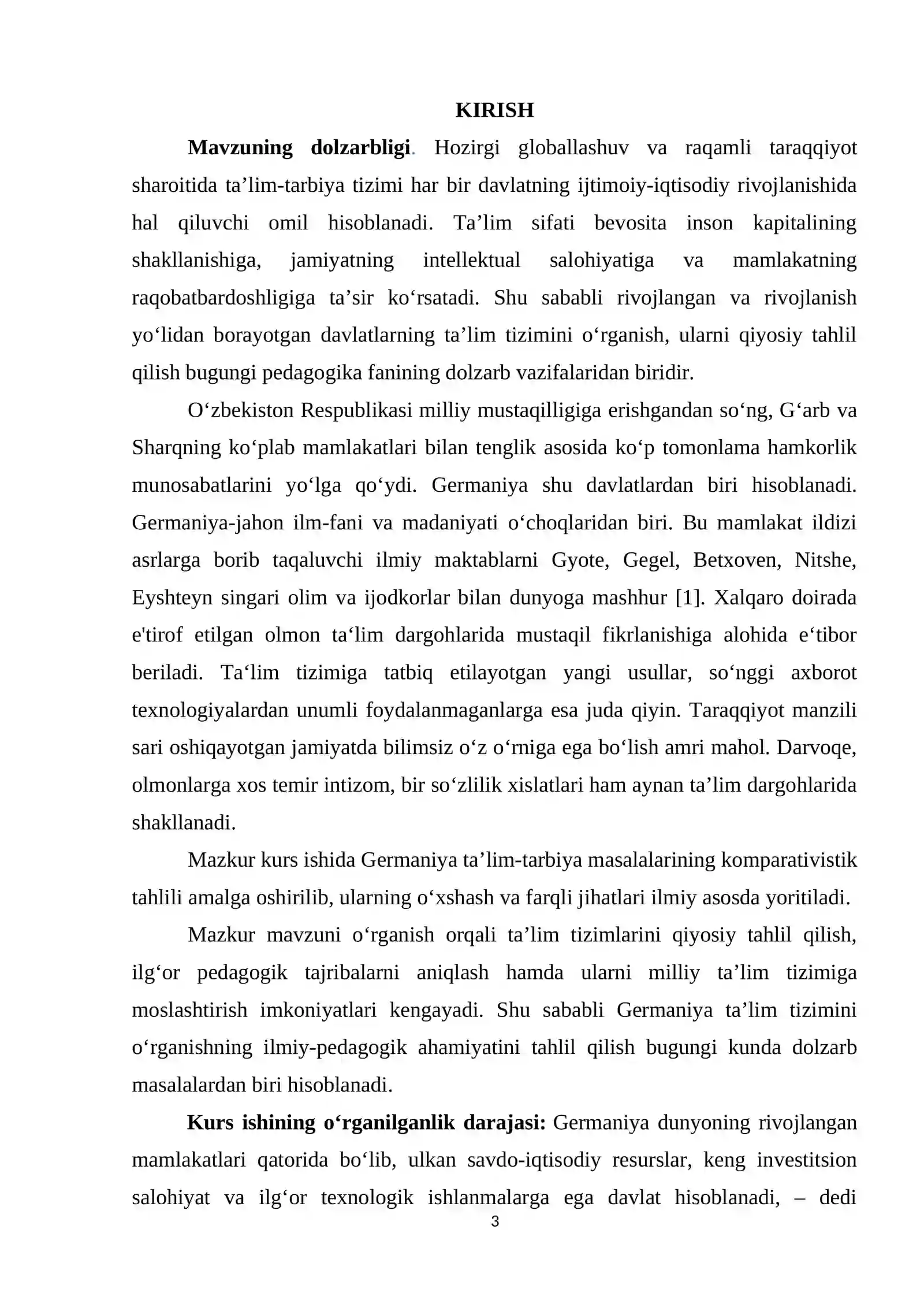 KOMPARATIVISTIK PEDAGOGIKA FANIDAN KURS ISHI 3