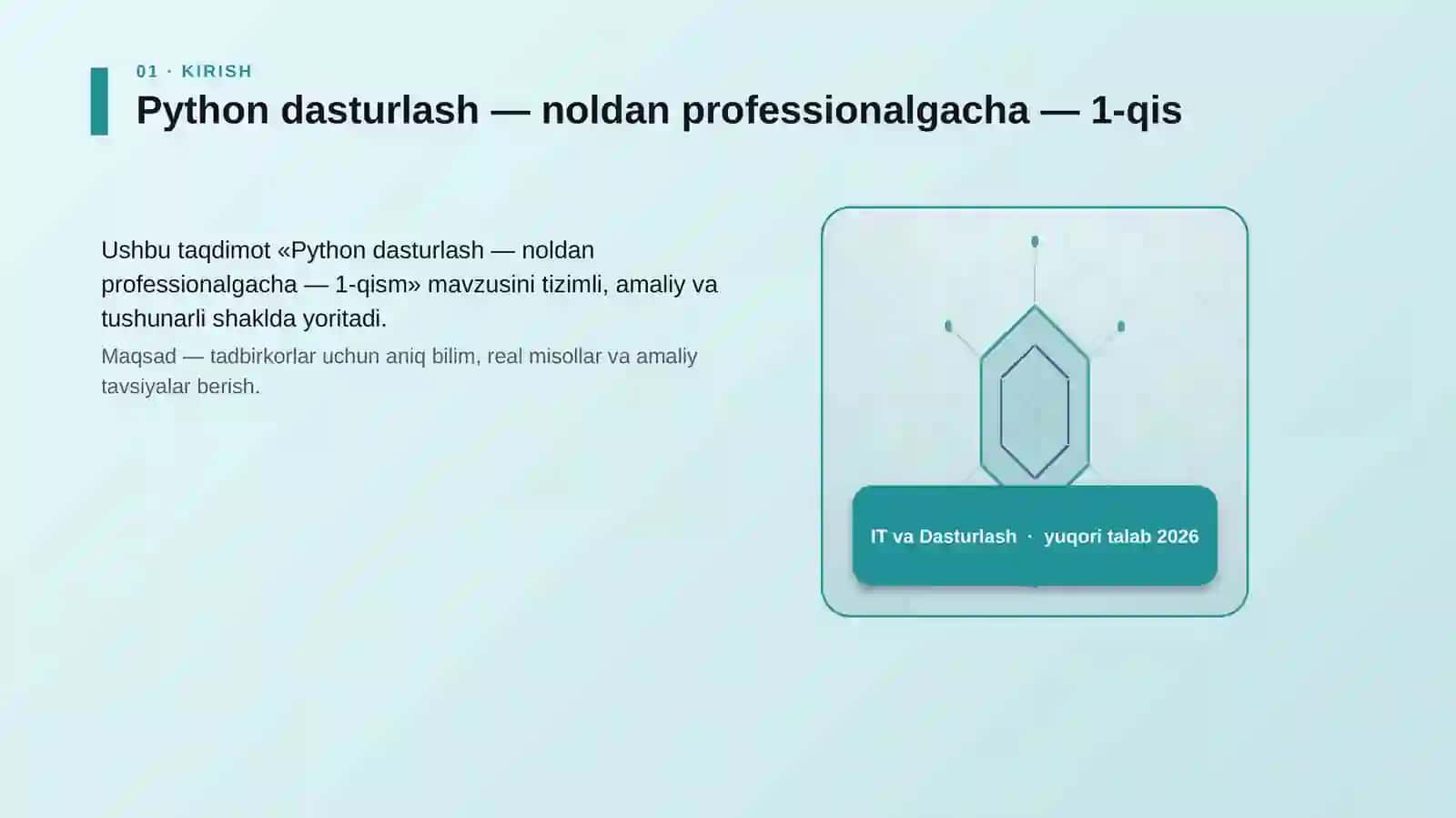 Python dasturlash — noldan professionalgacha — 1-qism 3