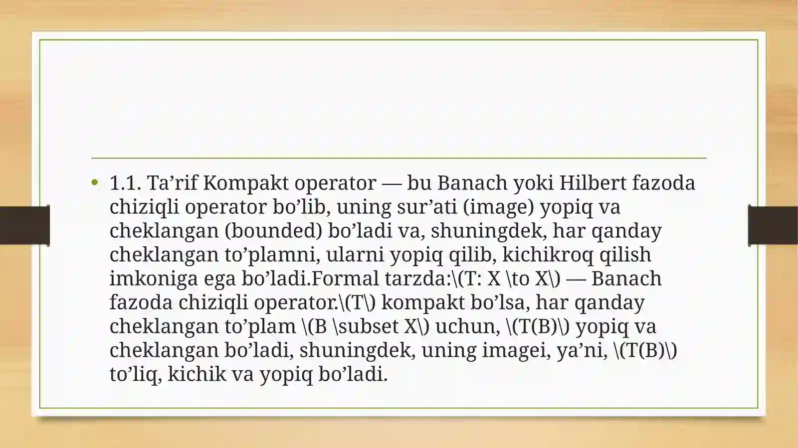 Compact operators and their features 3