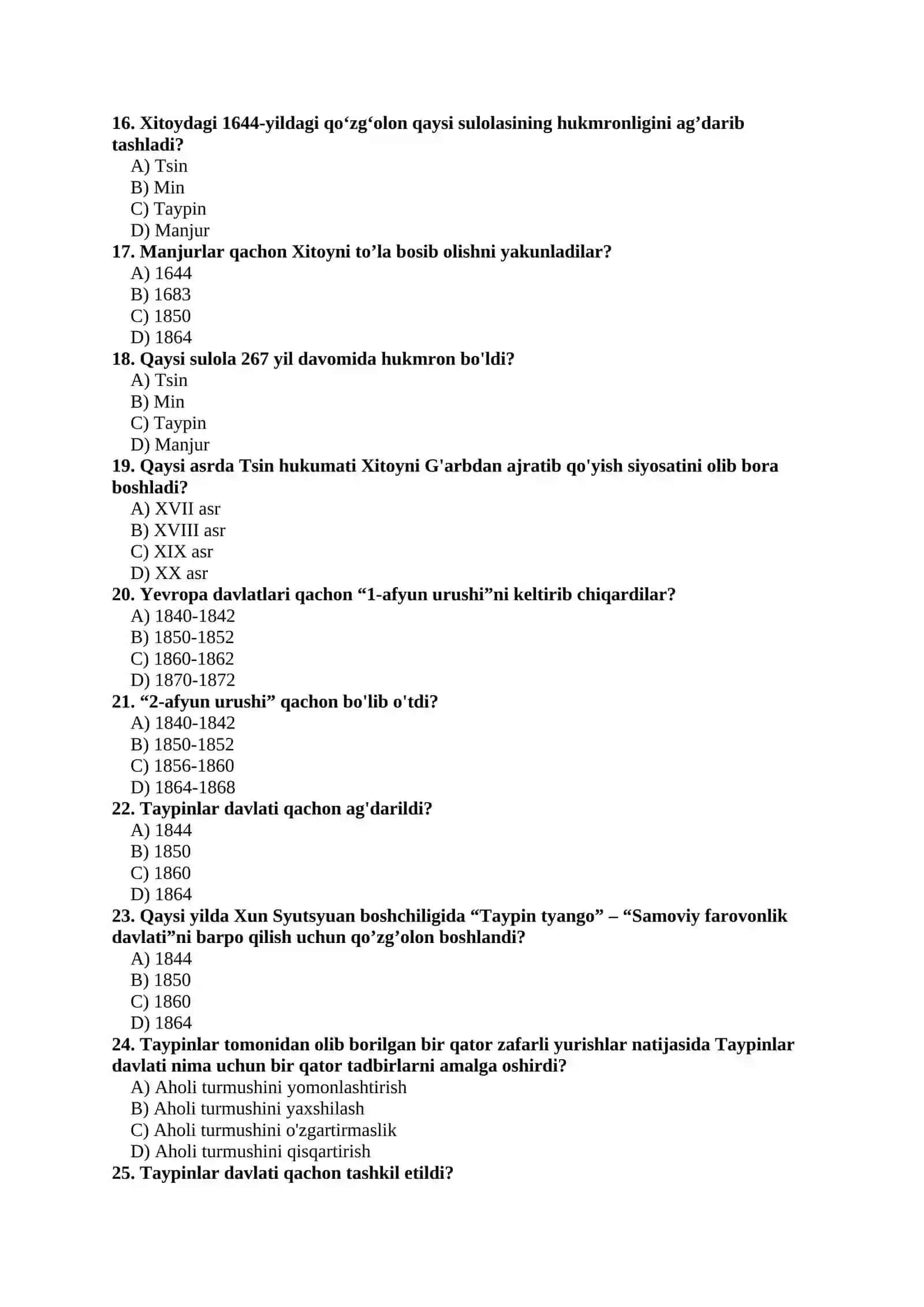 Yaponiya tarixidan savollar 3
