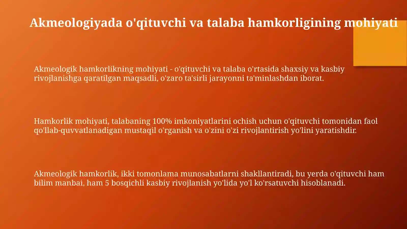 Akmeologiyada o'qituvchi va talaba hamkorligining mohiyati va shakllari 3
