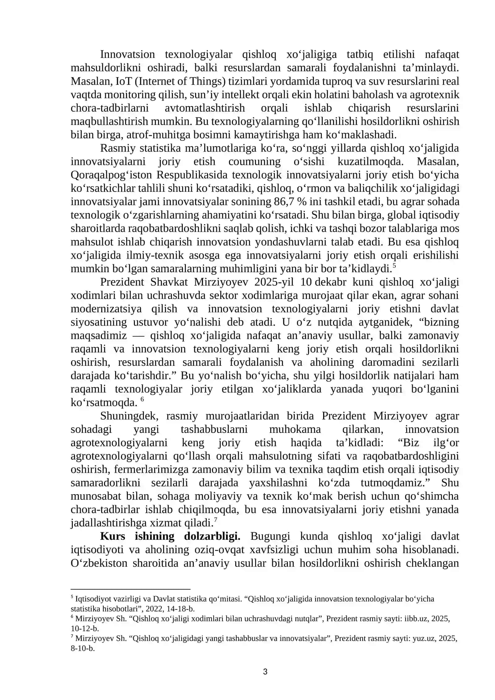 QISHLOQ XO‘JALIGIDA INNOVATSION TEXNOLOGIYALARNING QO‘LLANISHI 3