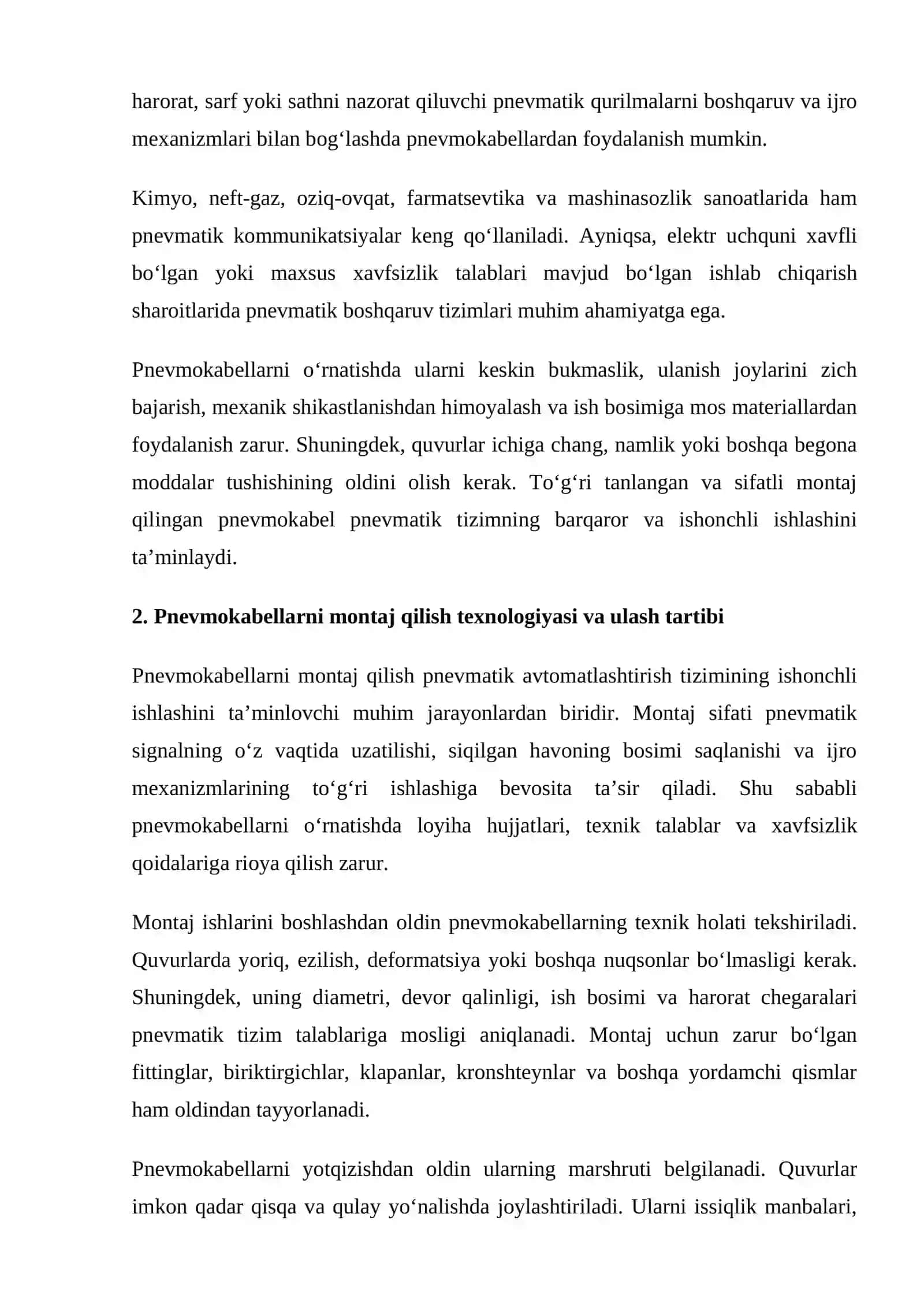 mustaqil ish Pnevmokabellarni montaj qilish texnologiyasini o‘rganish 3