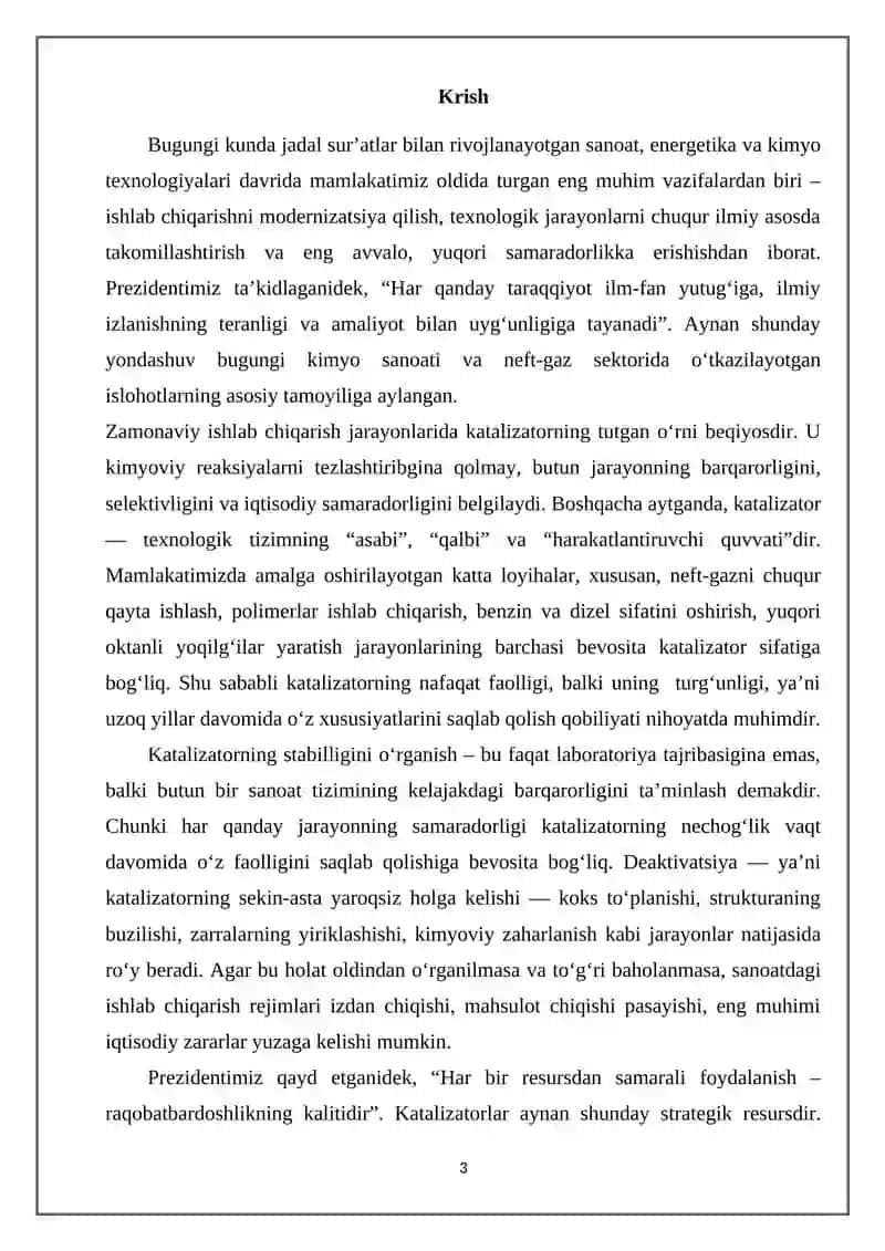 Katalizatorning stabilligini (turg‘unligini) aniqlash usullari 3