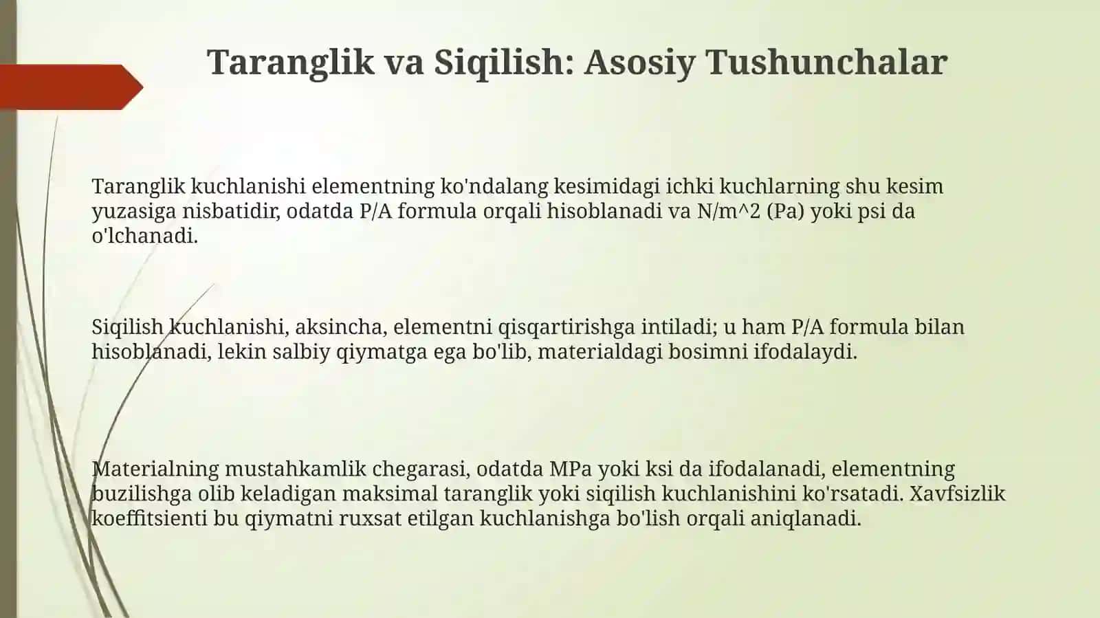 Taranglik va Siqilish: Asosiy Tushunchalar 3