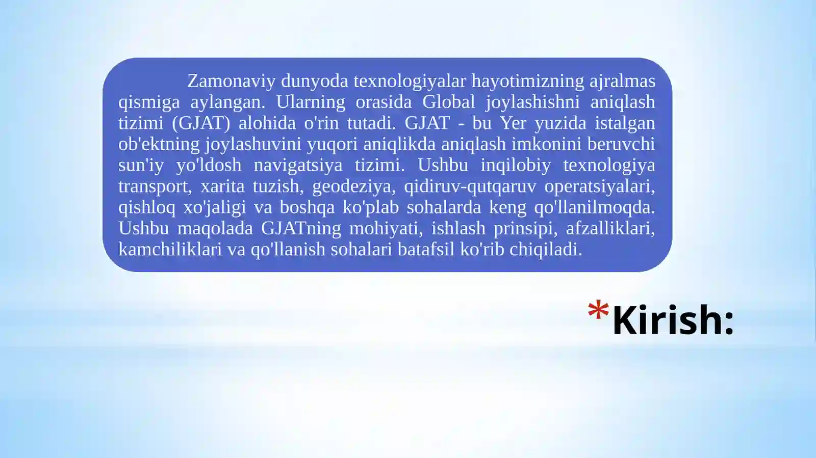 GLOBAL JOYLASHISHNI ANIQLASH TIZIMI 3