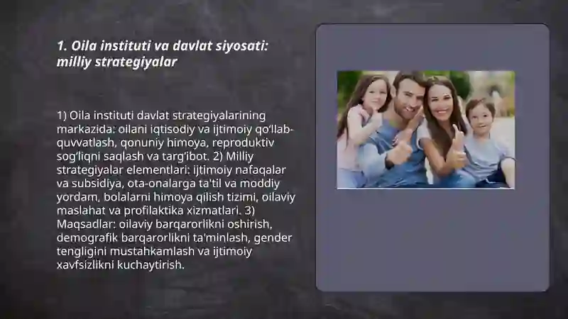 Oila instituti va davlat siyosati: milliy strategiyalar 3