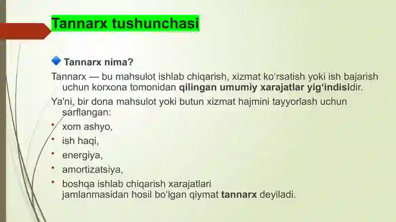Mahsulot tannarxiga kiritilmaydigan xarajatlar tarkibi 3