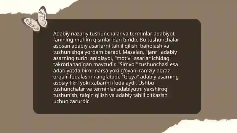 Adabiy-nazariy tushunchalarni oʻrganish.Asarlar yuzasidan savol-javob topshiriqlar ustida ishlash yoʻllari 3
