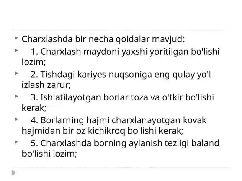 Blekbo’yicha 1-sinflik karioz kovaklarni restavratsiya qilish 3