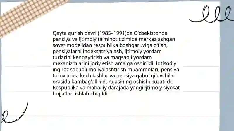 Qayta qurish yillarida Oʻzbekistondagi ijtimoiy siyosat 3