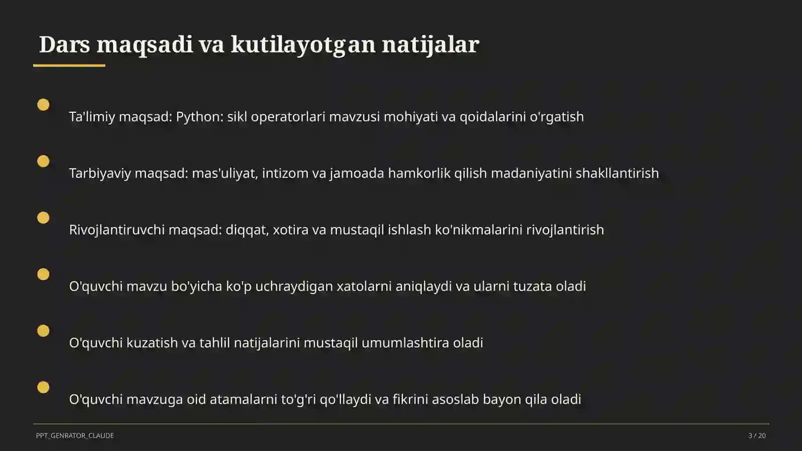 Python: sikl operatorlari (8-sinf) 3