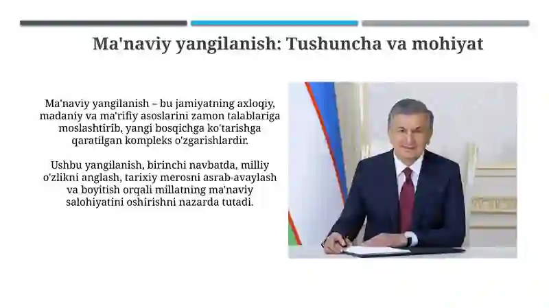 Yangi O‘zbekistonda amalga oshirilayotgan ma'naviy o‘zgarishlar 3