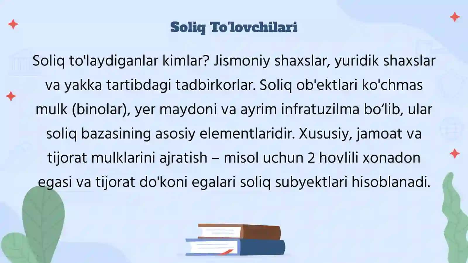 O'zbekistonda mol mulkni soliqga tortishning o'ziga xos xususiyatlari 3