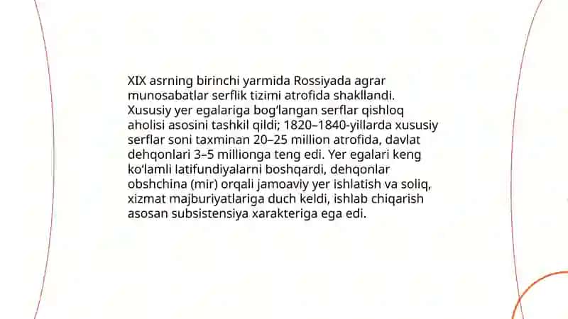XIX asrning birinchi yarmida Rossiyaning iqtisodiy rivojlanishi 3