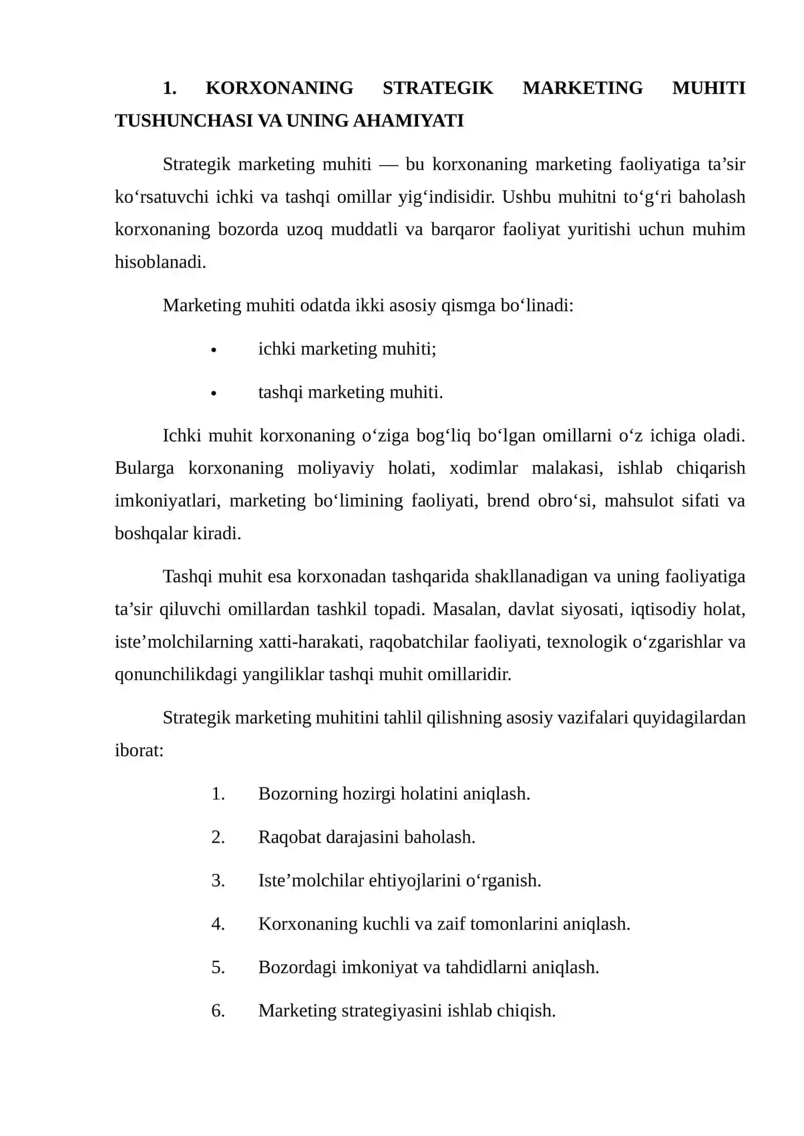 PESTEL, PORTERNING 5 KUCHI VA SWOT TAHLILLARINI KOMPLEKS QO‘LLASH ORQALI KORXONANING STRATEGIK MARKETING MUHITINI BAHOLASH 3