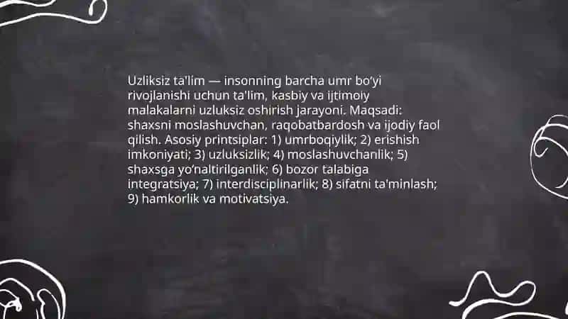 Uzliksiz ta'lim turlari 3