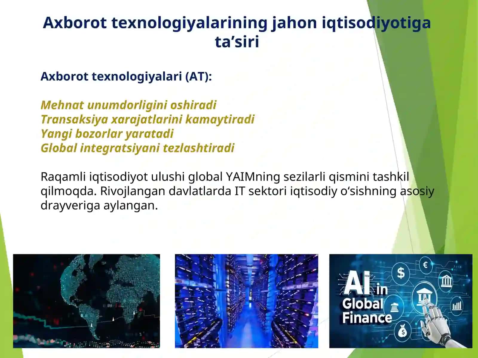 AXBOROT TIZIMLARINING TUSHUNCHASI VA ULARDAN IQTISODIYOTNING SOHALARIDA FOYDALANISH IMKONIYATLARI 3